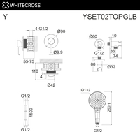 Душевой гарнитур Whitecross Y YSET02TOPGLB (брашированное золото) - фото2