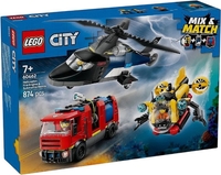 Конструктор LEGO City 60462 Вертолет, пожарная машина и подводная лодка - фото