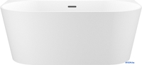 Ванна Wellsee Excellence Pro 180x80 28760403R (пристенная ванна белый глянец, экран, ножки, сифон-автомат матовый черный) - фото