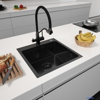 Кухонная мойка ARFEKA Eco AR 500*500 Black PVD Nano Decor Volcanic Rock - фото