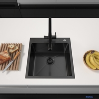 Кухонная мойка ARFEKA Eco AR 500*500 Black PVD Nano Decor Volcanic Rock - фото2