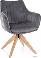 Стул с подлокотниками Signal Azalia D Velvet Bluvel 14 (серый/дуб) - фото