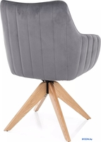 Стул с подлокотниками Signal Azalia D Velvet Bluvel 14 (серый/дуб) - фото2