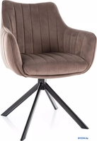 Стул с подлокотниками Signal Azalia Velvet Bluvel 38 (капучино/черный) - фото