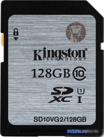 Карта памяти Kingston SDXC (Class 10) 128GB (SD10VG2/128GB) - фото