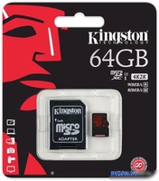 Карта памяти Kingston microSDXC UHS-I U3 (Class 10) 64GB (SDCA3/64GB) - фото2